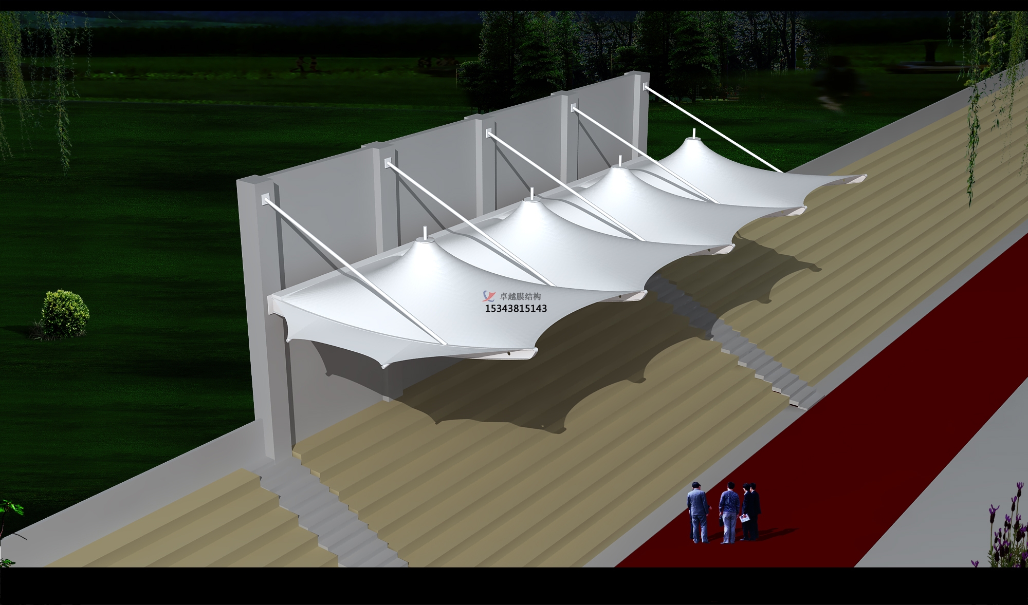 和顺体育公园膜结构【看台雨棚】门球场案例