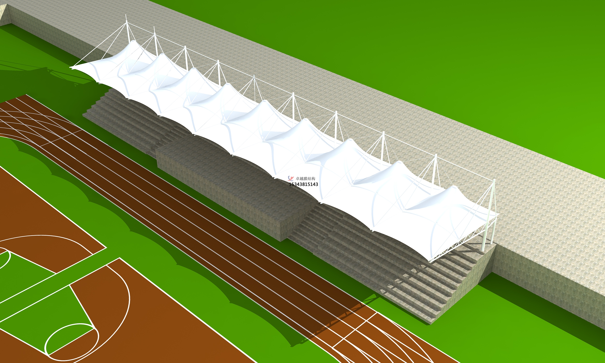 灵石体育公园膜结构【看台雨棚】门球场案例